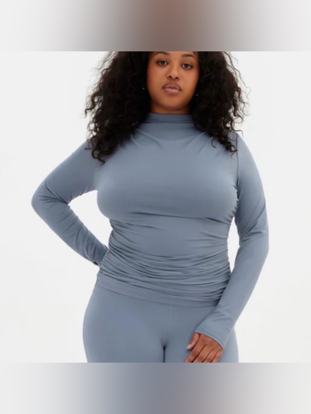 Girlfriend Collective Taylor Gathered Mock Neck Top
